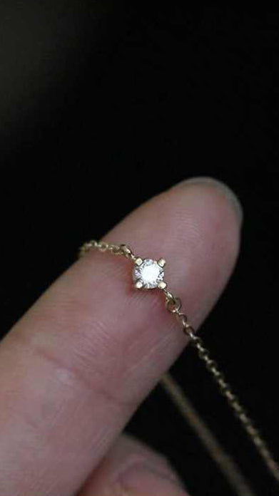 Gold Bracelet with Solitaire Cubic Zirconia Accent