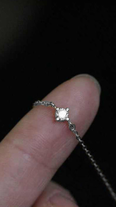 Silver Bracelet with Solitaire Cubic Zirconia Accent