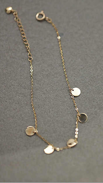 Gold Charm Bracelet with Dangling Discs