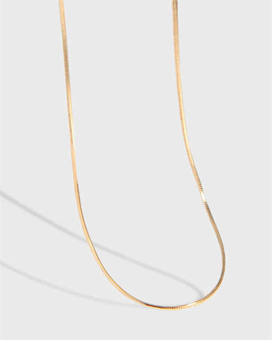 Gold Delicate 8-Sided Snake Chain Necklace