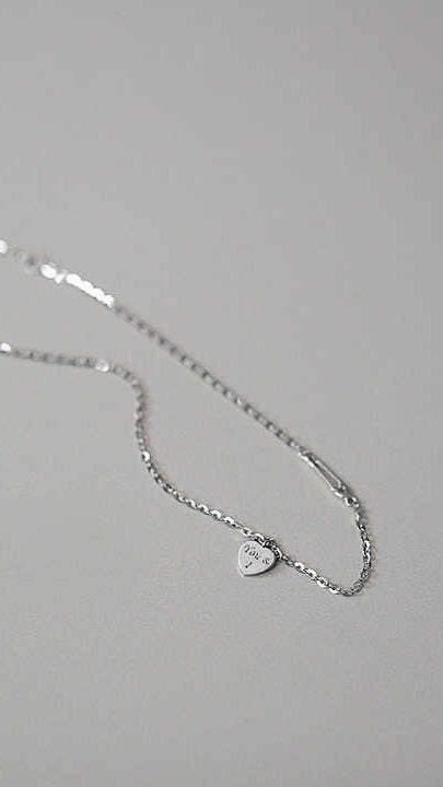 Silver Bracelet with Safety Pin Charm and Engraved Heart Pendant (You & I)