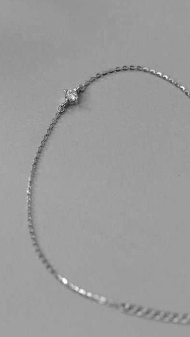 Silver Bracelet with Solitaire Cubic Zirconia Accent