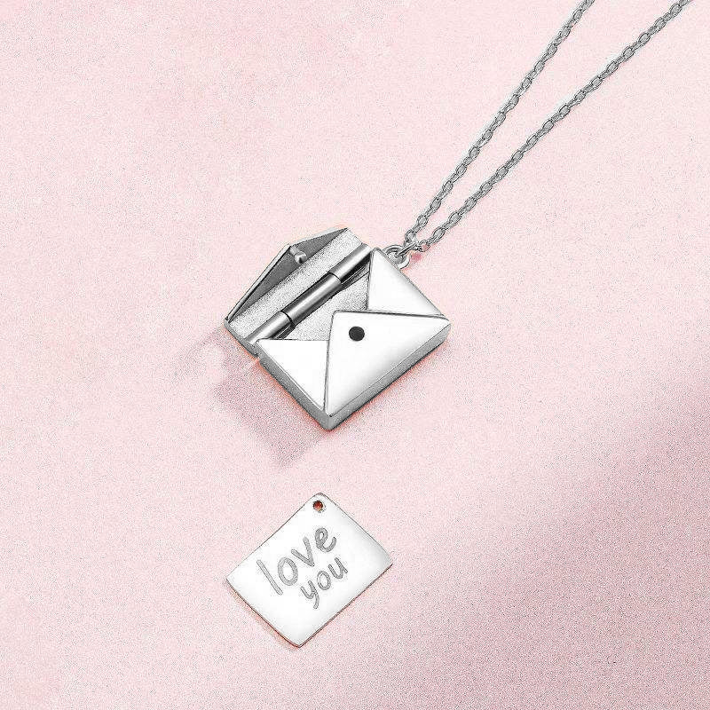 Silver Envelope Necklace with “I Love You” Letter