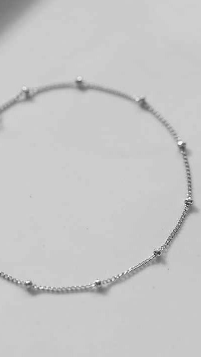 Sterling Silver Station Bead Chain Bracelet