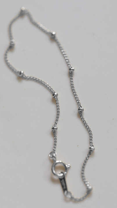 Sterling Silver Station Bead Chain Bracelet